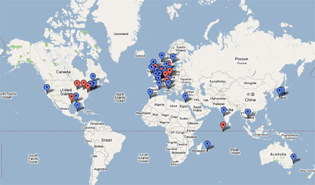 GoogleMaps - Carte des territoires réels simulés dans Second Life